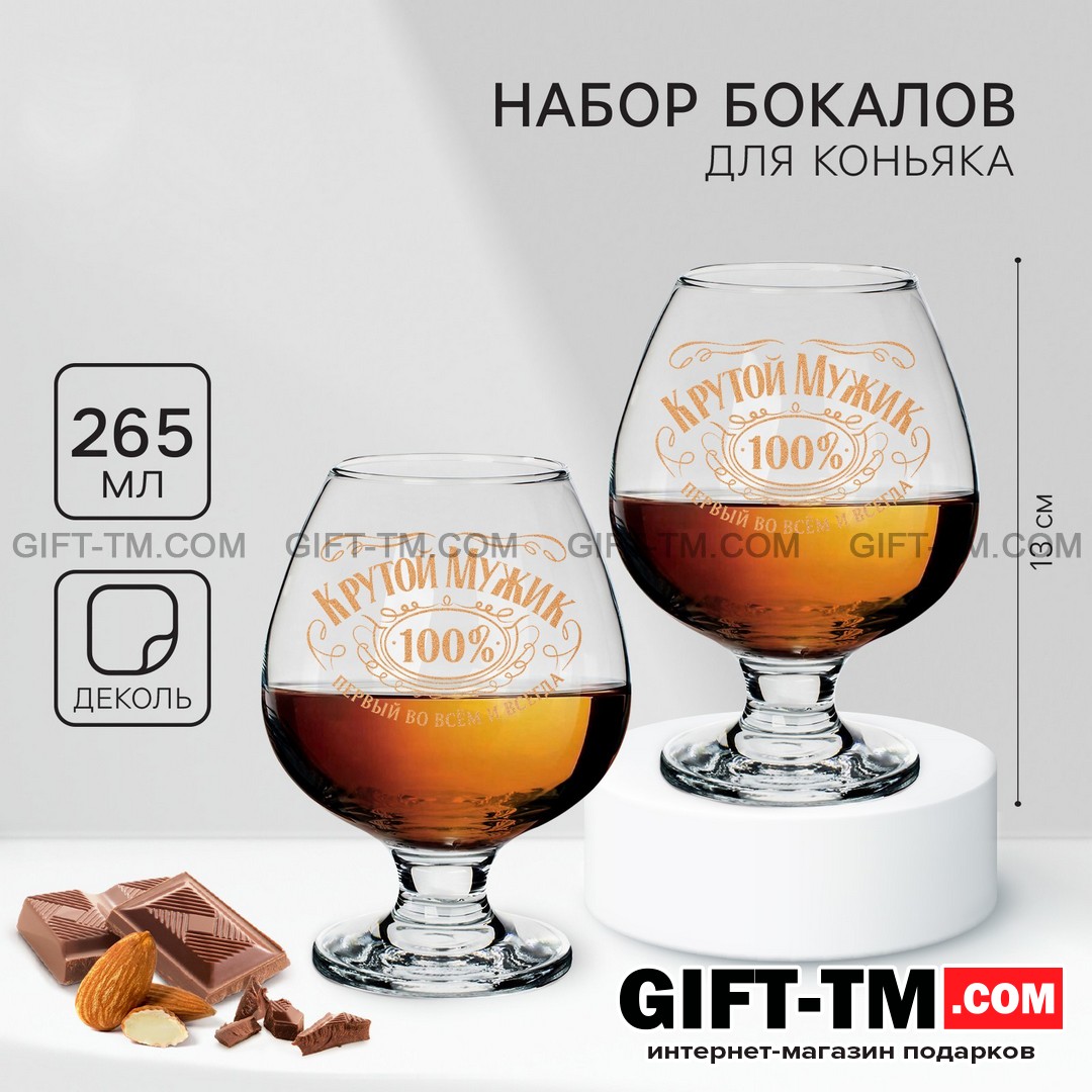 Набор бокалов для коньяка «Крутой мужик»