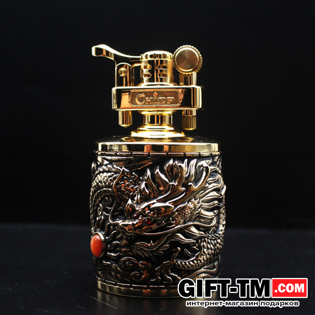 Зажигалка настольная «Chief» бензиновая, золото
