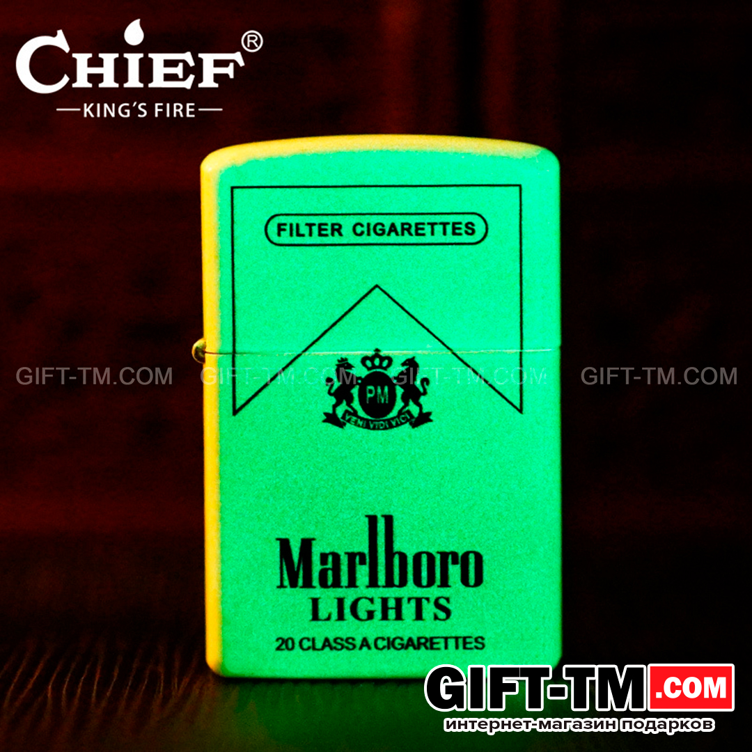Зажигалка бензиновая «Marlboro Chief» светящаяся в темноте