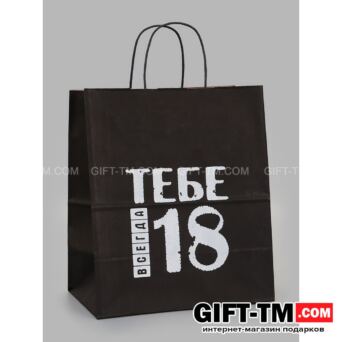 Пакет подарочный «Тебе всегда 18 лет» 24×14×28 см крафт