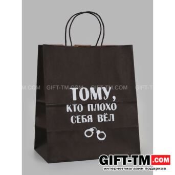 Пакет подарочный «Тому кто плохо себя вёл» 24×14×28 см крафт