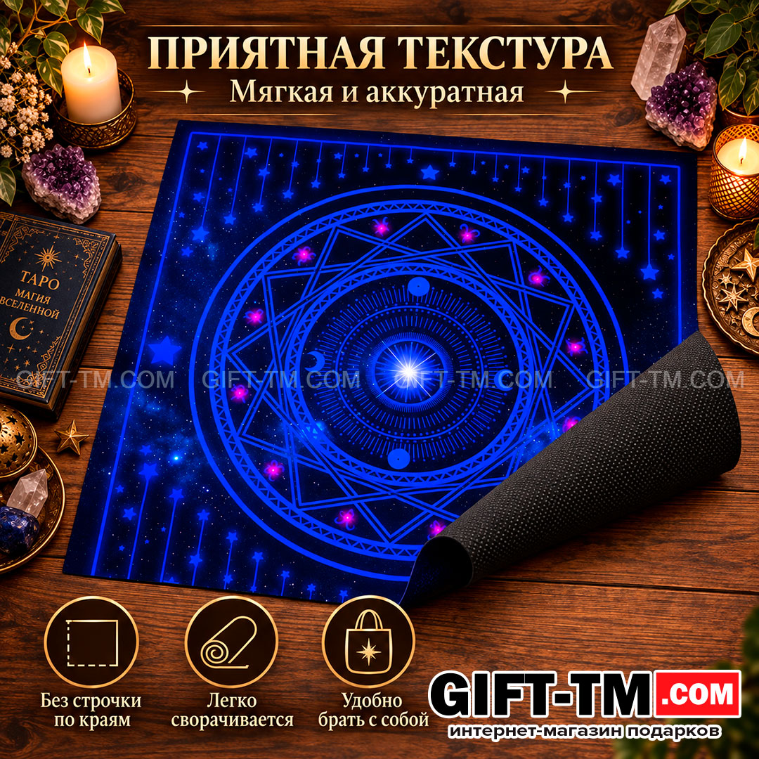 Коврик для карт Таро «Звёздный круг» 75×75 см