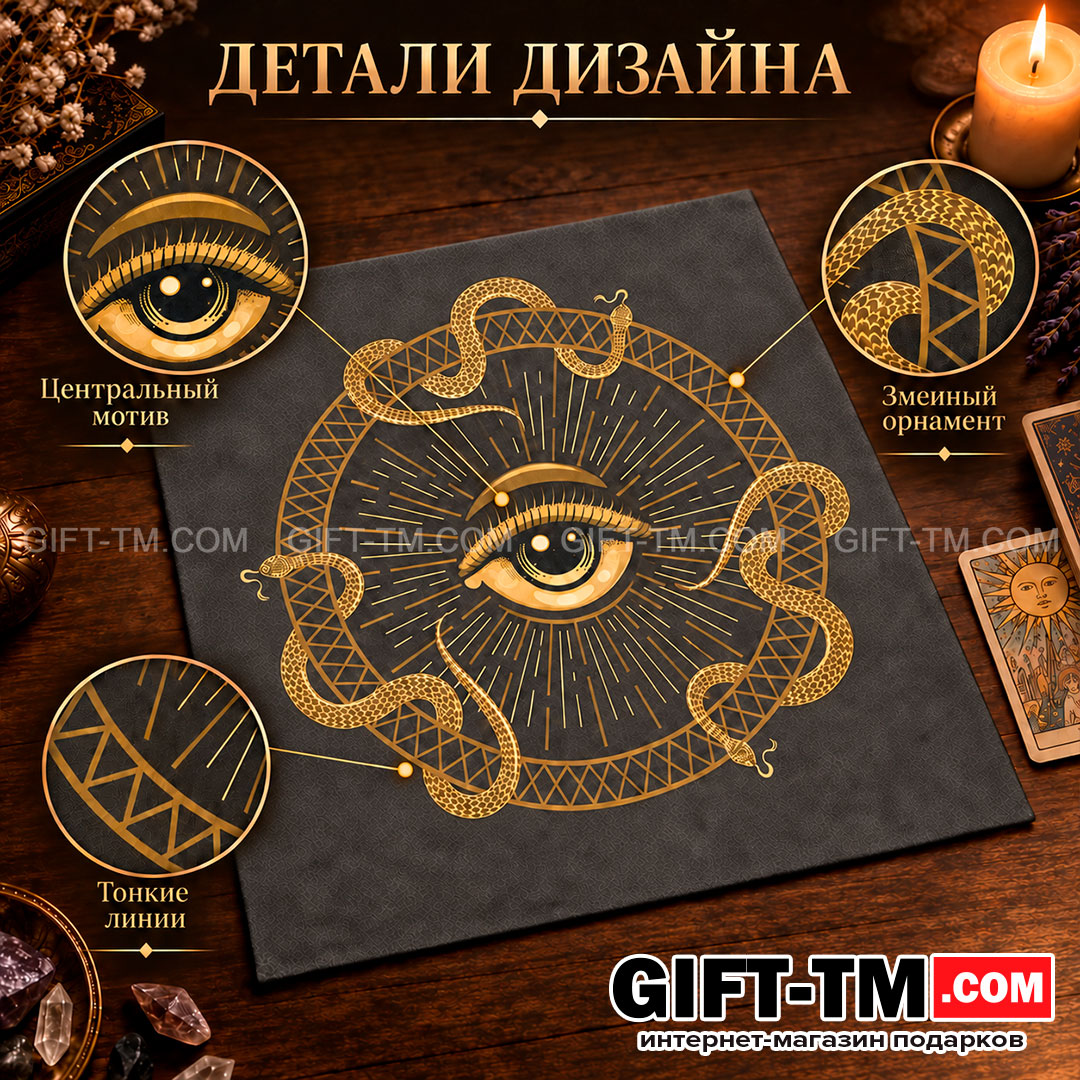 Скатерть для карт Таро бархатная «Всевидящее око» 49×49 см