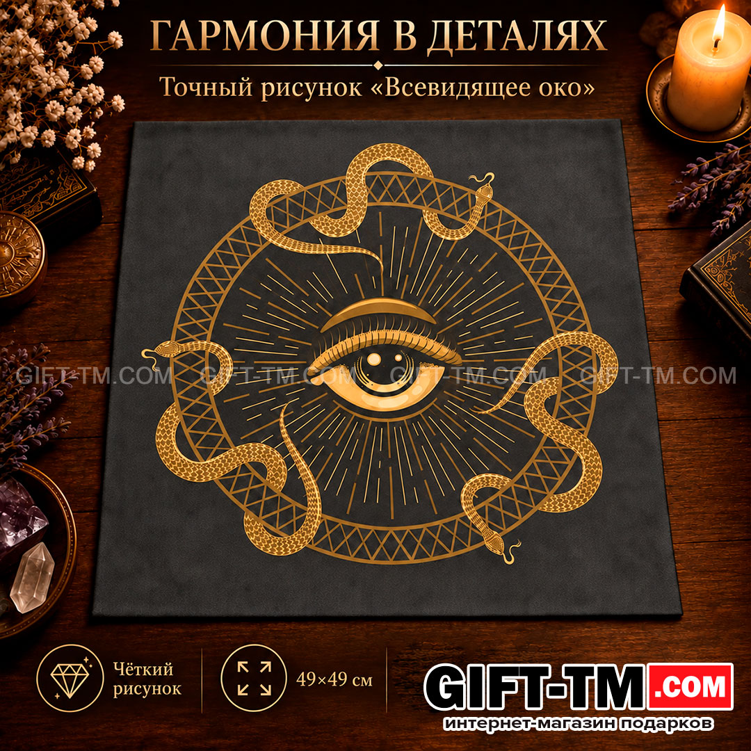 Скатерть для карт Таро бархатная «Всевидящее око» 49×49 см
