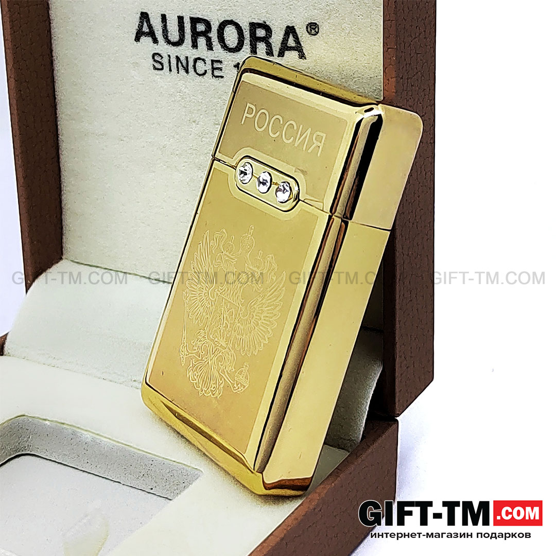 Зажигалка газовая AURORA Россия, в подарочной коробке