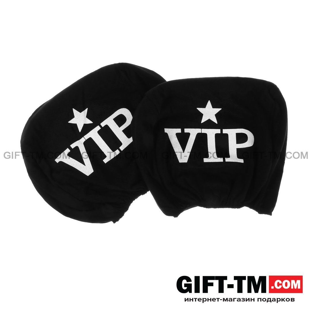 Чехлы на подголовник VIP, черные, набор 2 шт
