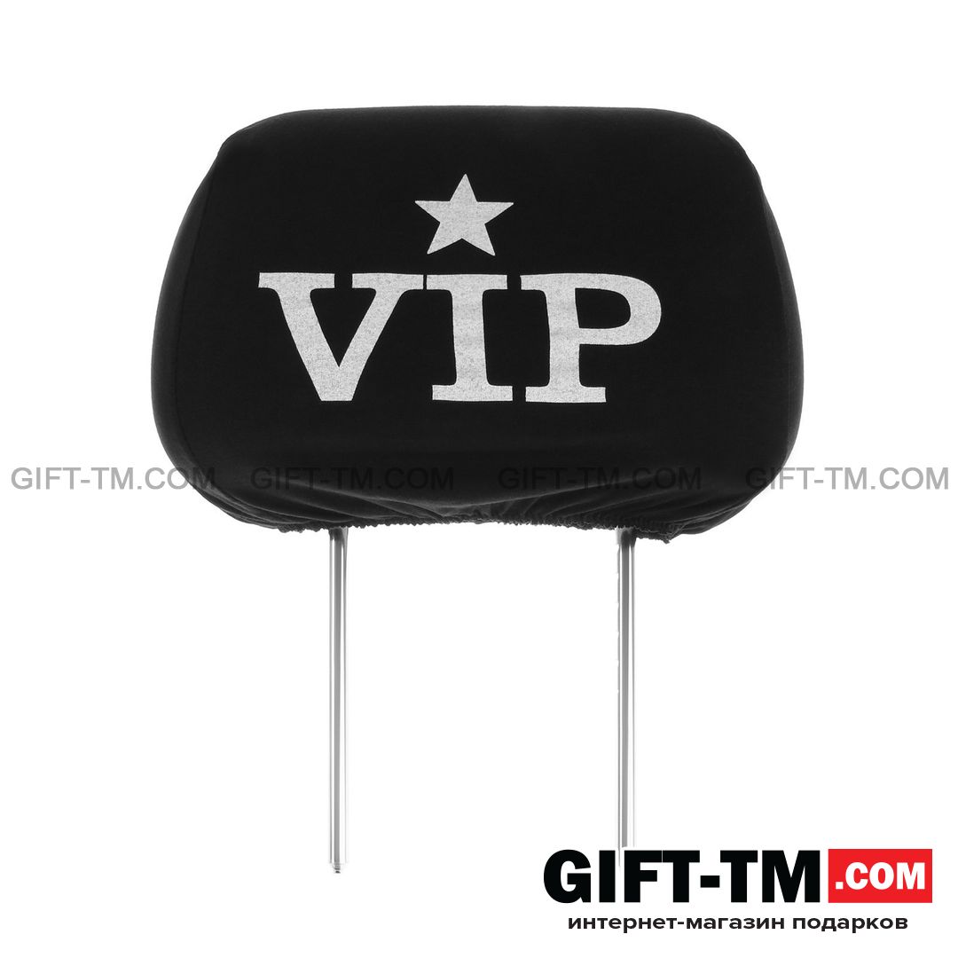 Чехлы на подголовник VIP, черные, набор 2 шт