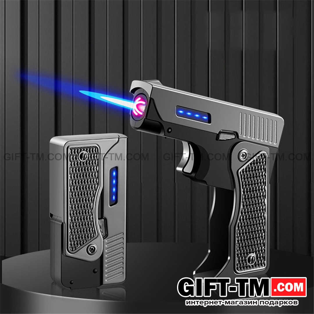 Зажигалка «Пистолет» USB и газовая, черный цвет