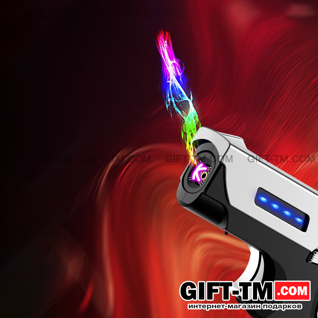 Зажигалка «Пистолет» USB и газовая, черный цвет