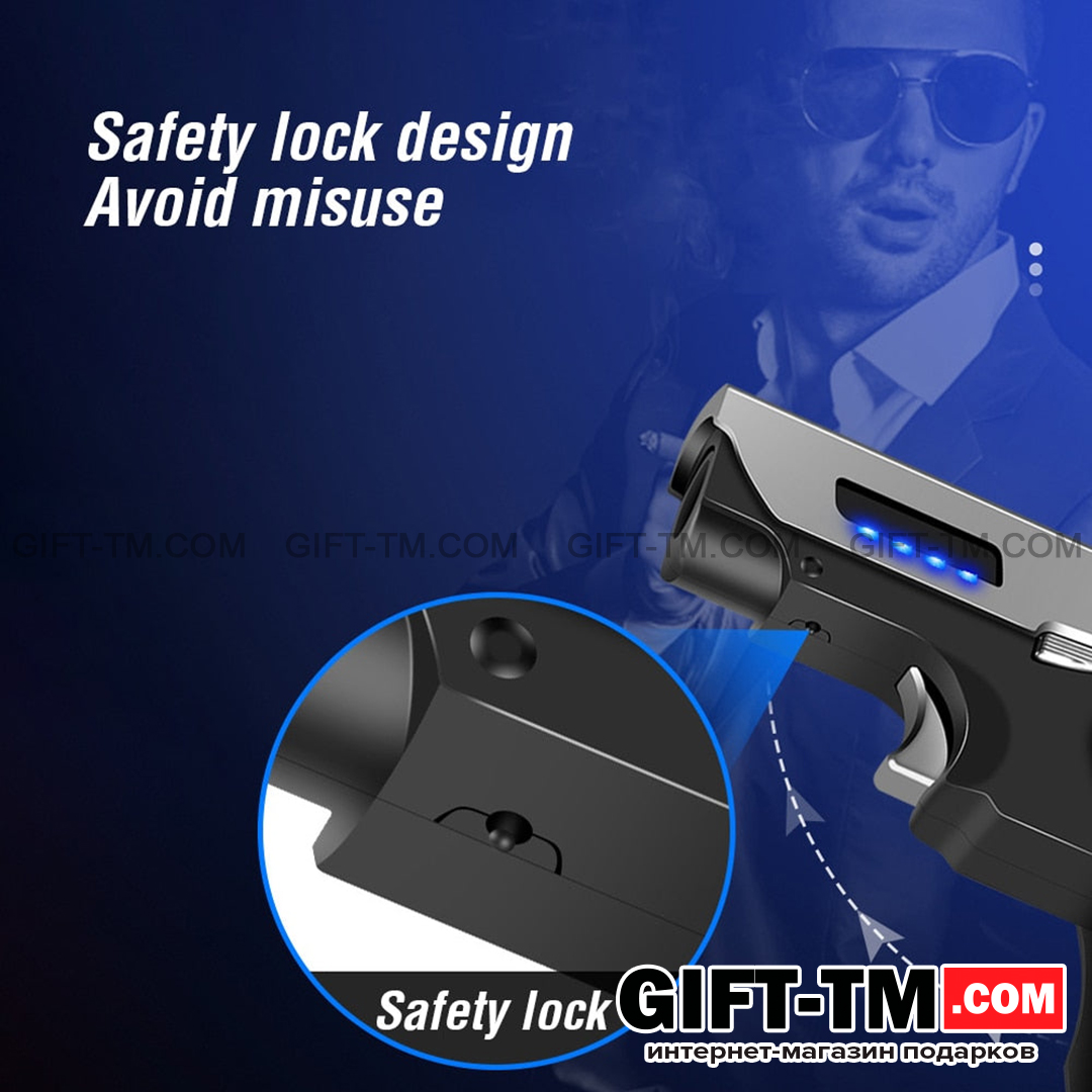 Зажигалка «Пистолет» USB и газовая, черный цвет