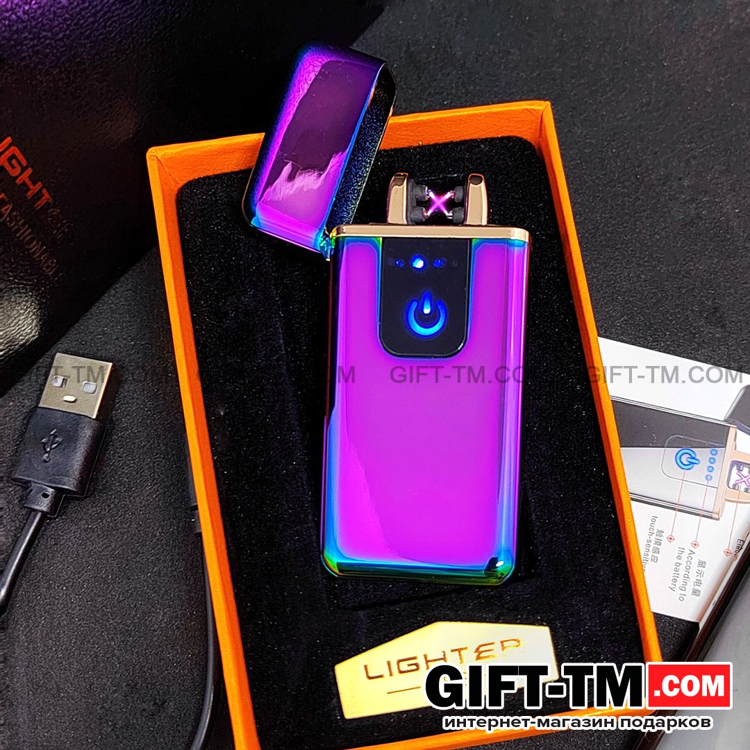 Зажигалка электроимпульсная USB сенсорная, цвет хамелеон