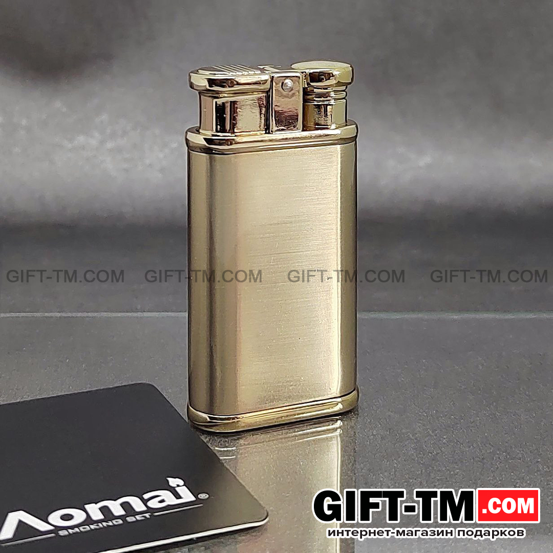 Зажигалка «Aomai», газовая, золото глянец, ветрозащитная, в металлической подарочной коробке