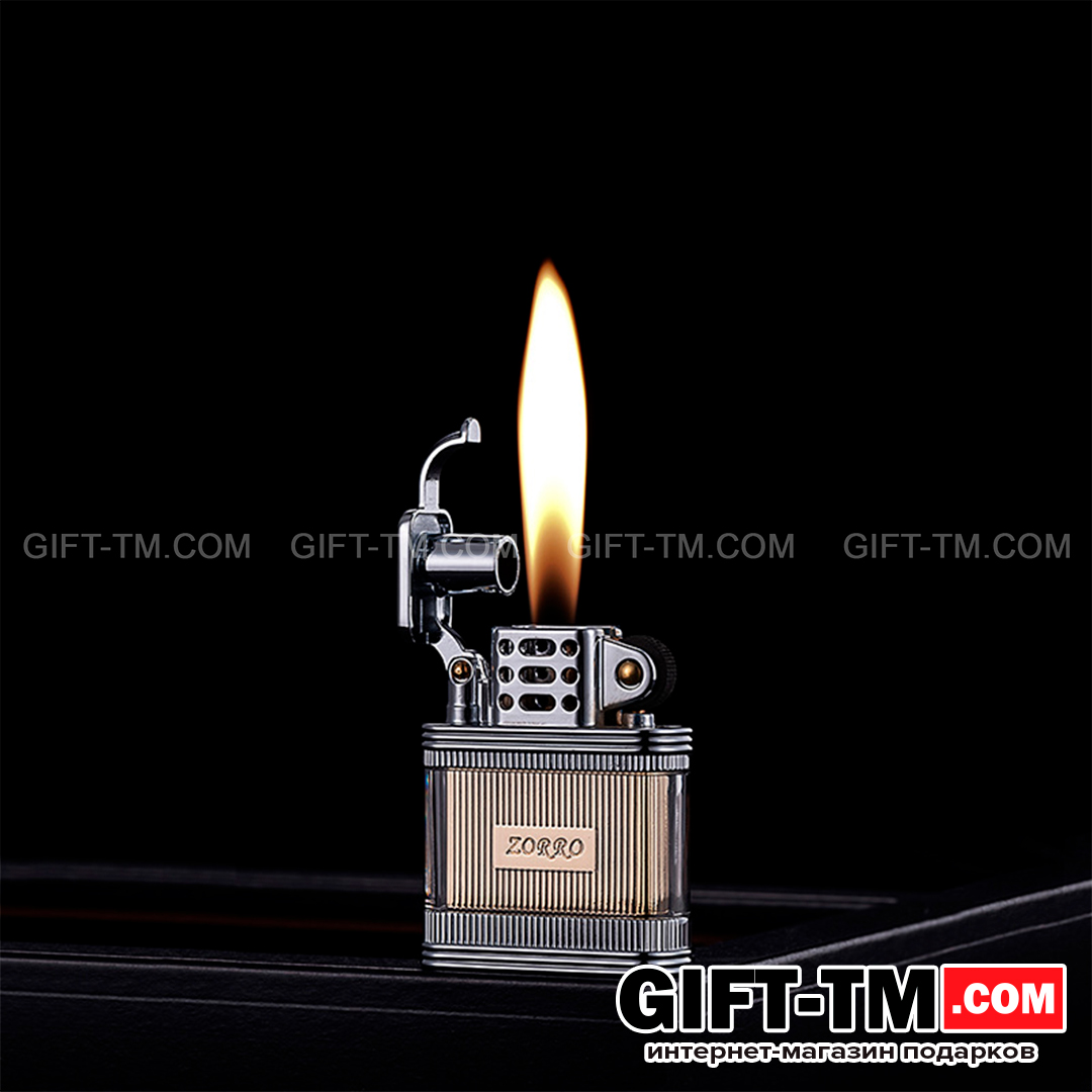 sn01033_1 Зажигалка бензиновая «Zorro», черный лед, подарочный набор — изображение 2