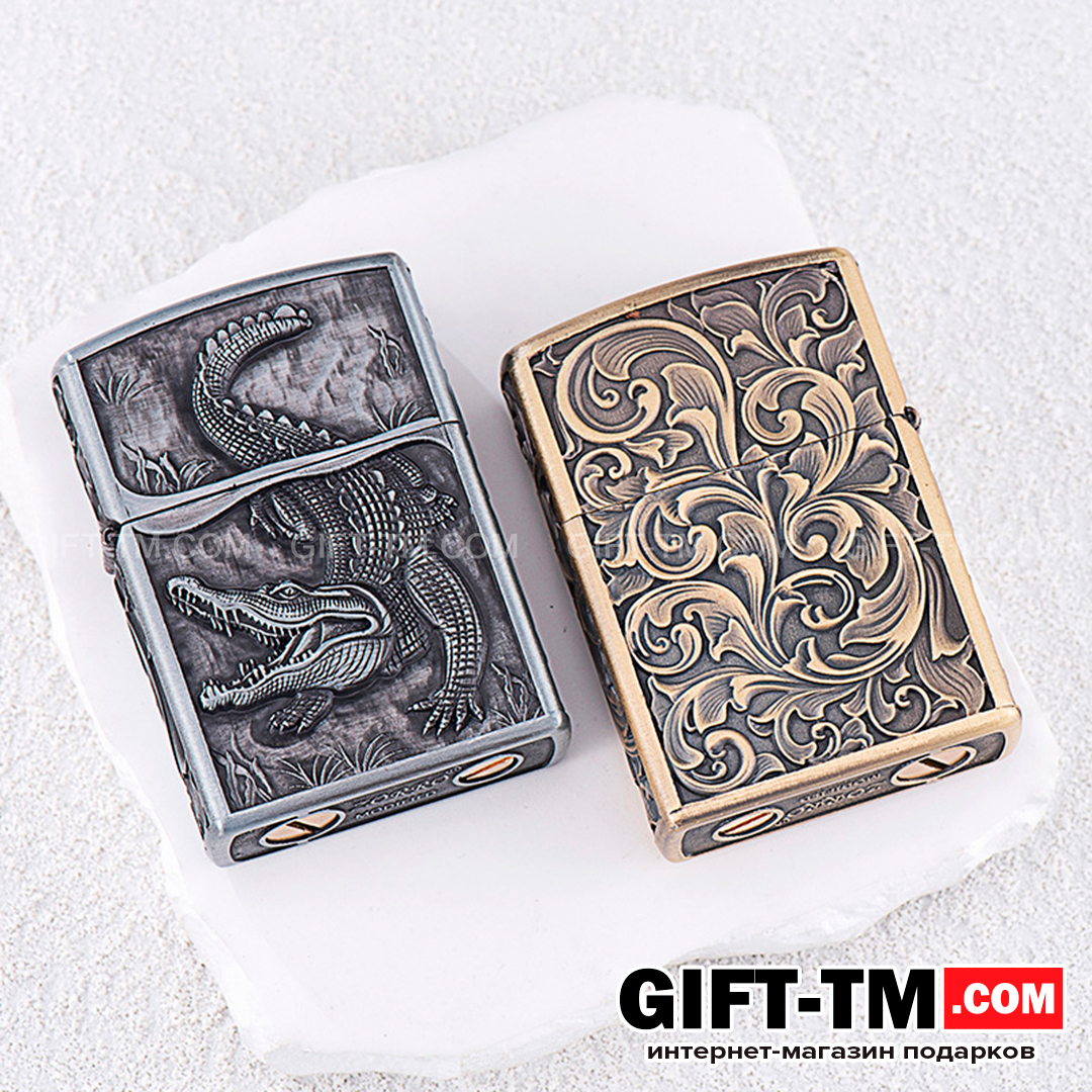 sn01045_3 Зажигалка бензиновая Zorro «Крокодил» бронза — изображение 4