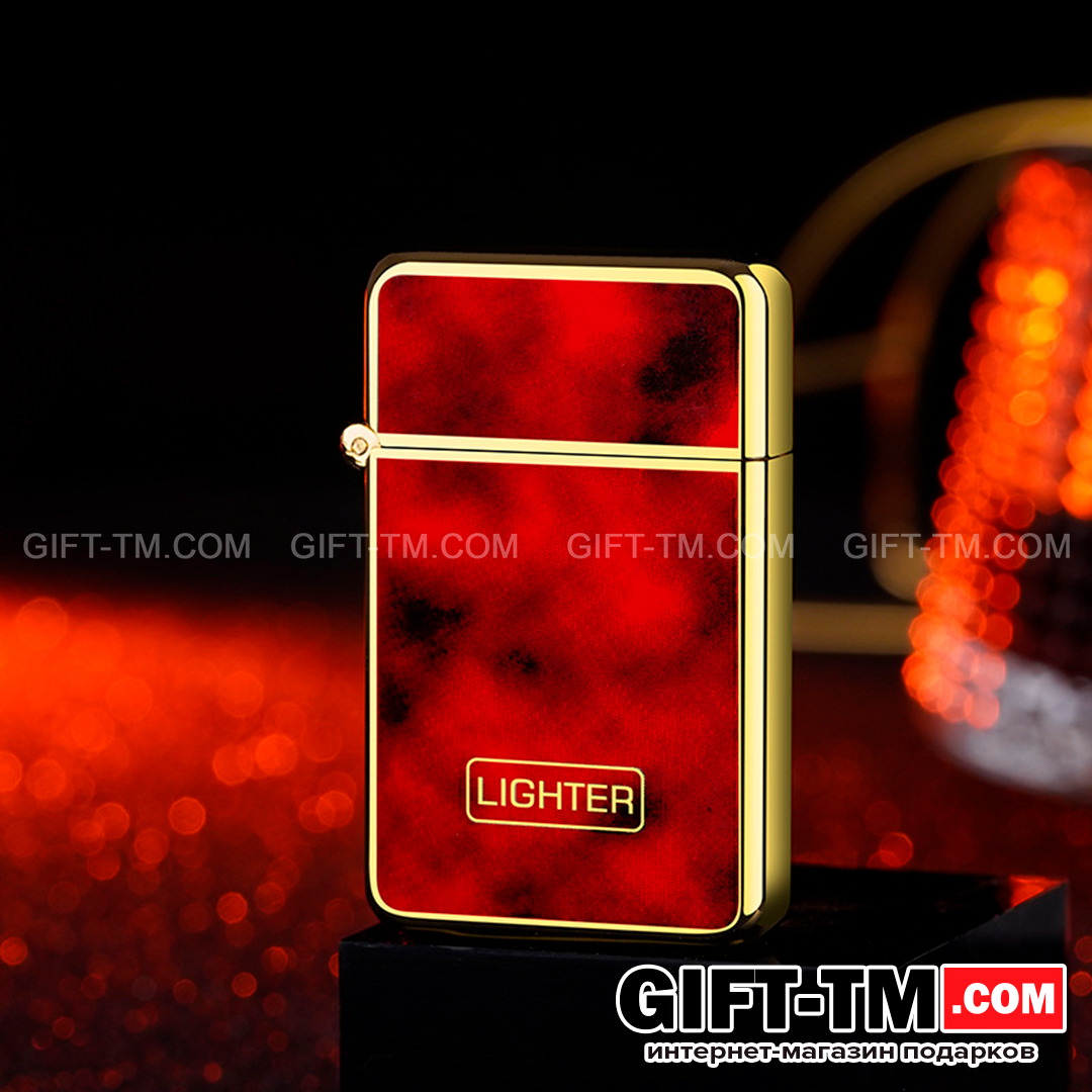 sn01053_1 Зажигалка газовая «Red flame» красный агат — изображение 2