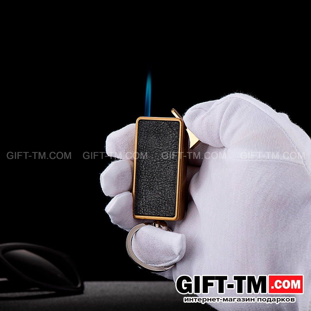 sn01063_4 Зажигалка-брелок газовая «Черная кожа» — изображение 1