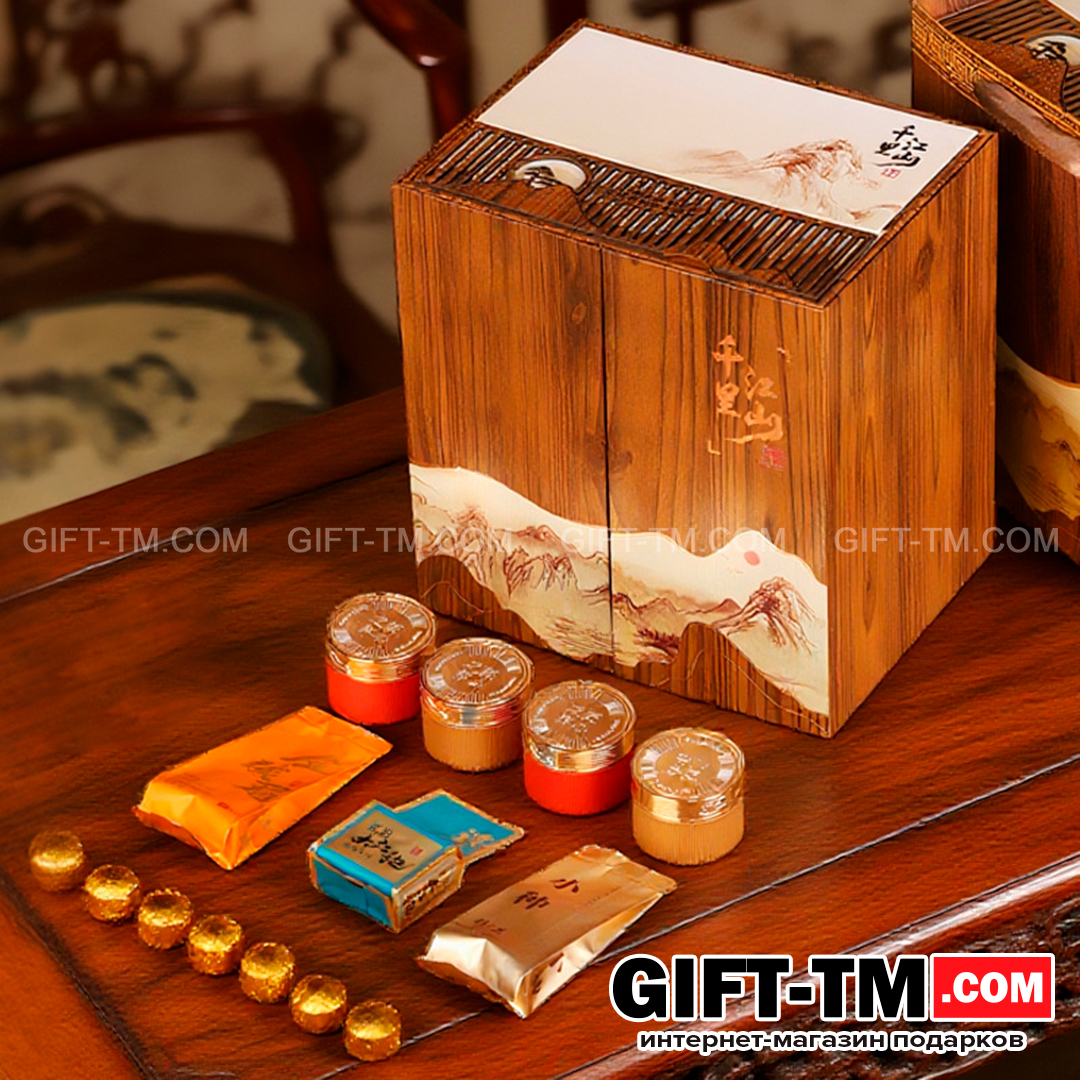 sn01068 Набор элитного китайского чая «Сундук богатства» + чайный сервиз — изображение 4