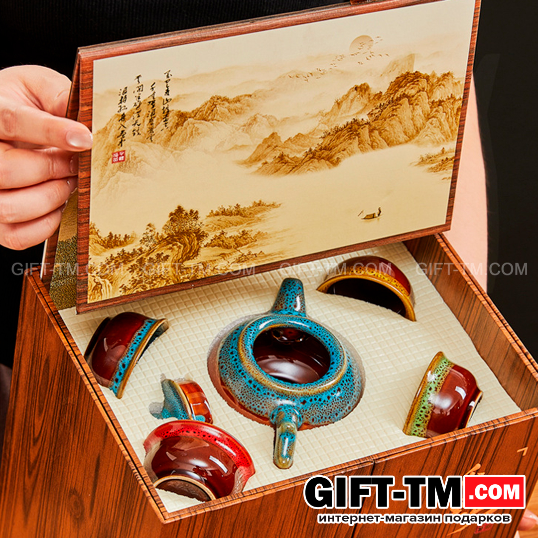 sn01068_4 Набор элитного китайского чая «Сундук богатства» + чайный сервиз — изображение 7