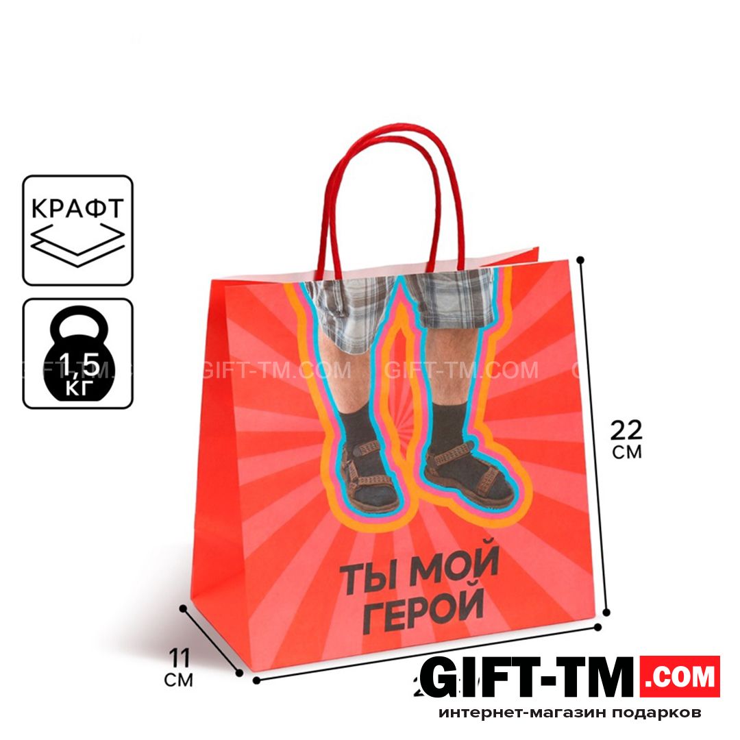 sn01110 Пакет подарочный «Герой», 22×22×11 см — изображение 1