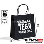 Пакет подарочный «Ненавижу тебя меньше всех», 22×22×11 см