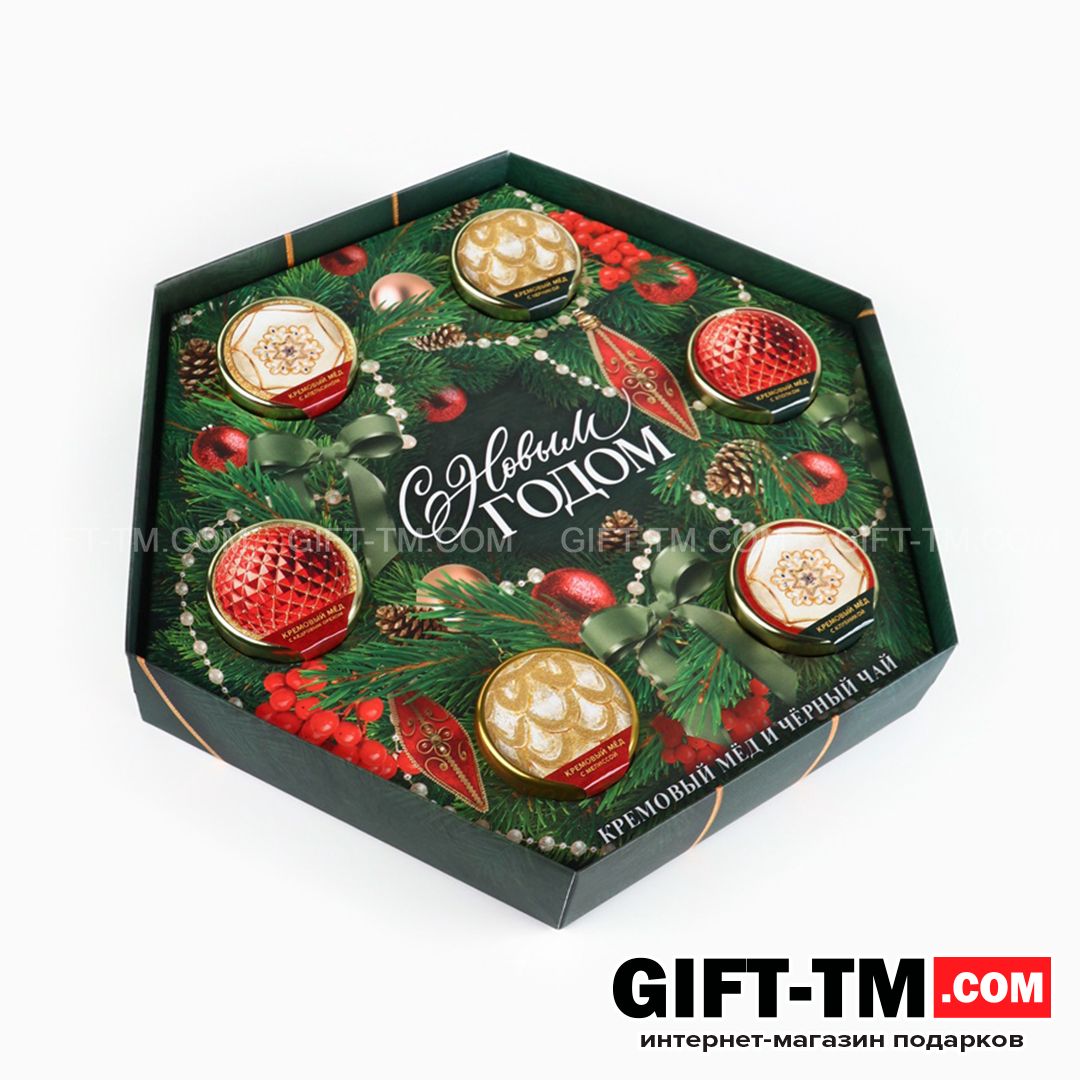 sn01134_9 Подарочный набор «С новым годом!»: чай чёрный, крем-мёд 6 шт. — изображение 9