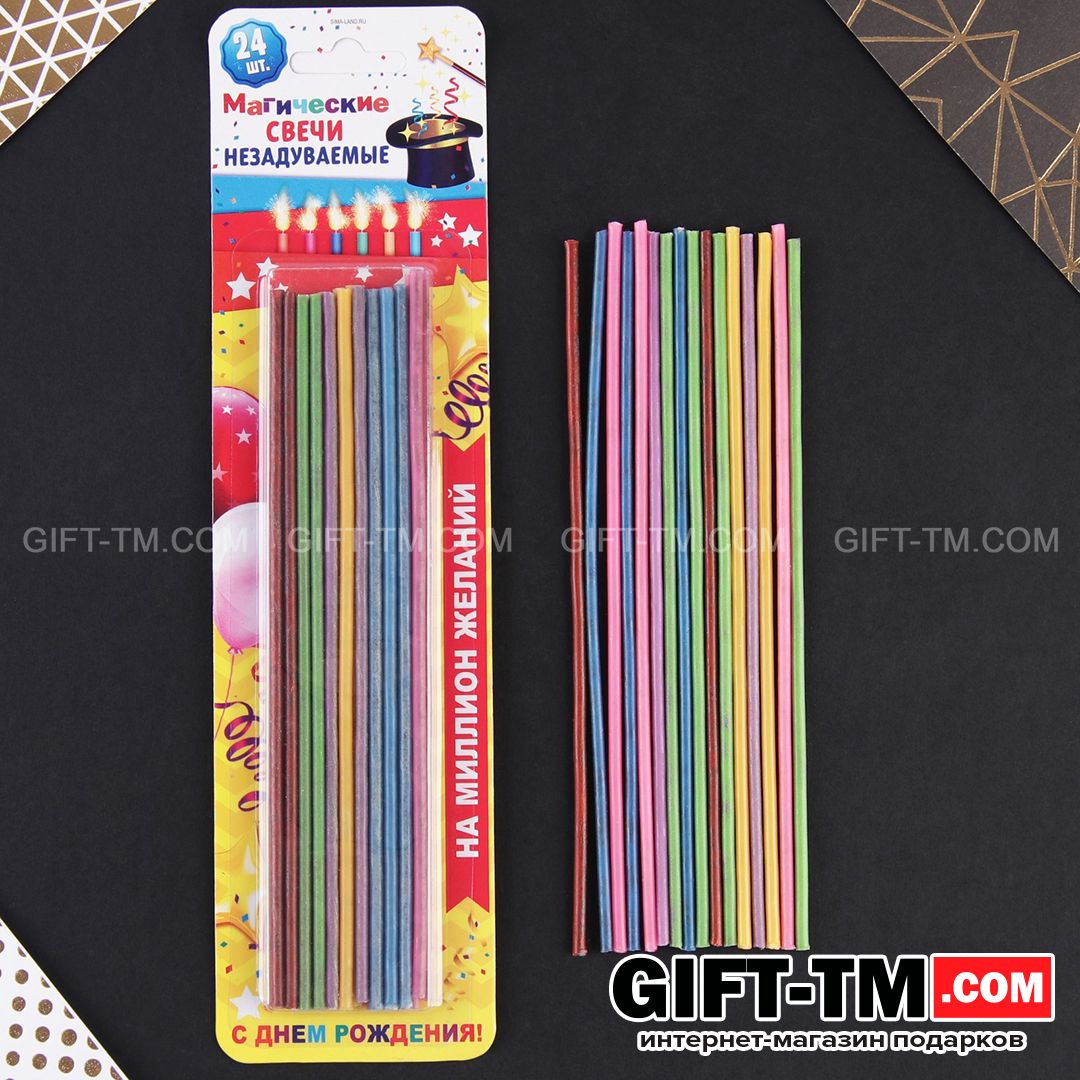 sn01144_1 Свечи для торта незадуваемые «Разноцветные», 24 шт. — изображение 4