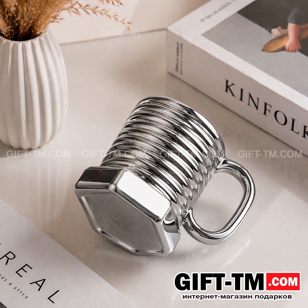 sn01313_1 Кружка керамическая «Болт» 380 мл, серебро — изображение 2