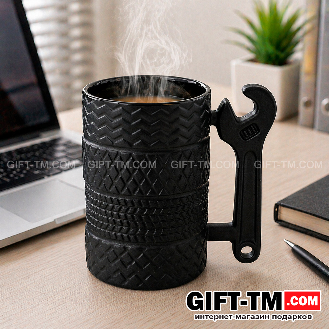 sn01316 Кружка керамическая «Шины» 400 мл — изображение 1